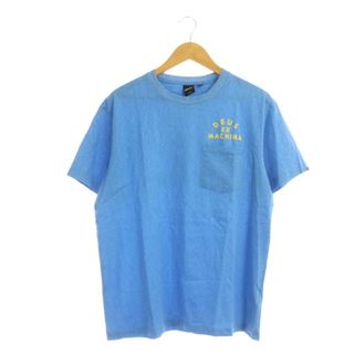 デウスエクスマキナ ロゴプリントTシャツ カットソー 半袖 コットン L 青 黄(Tシャツ/カットソー(半袖/袖なし))