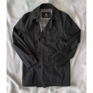 バーバリーブラックレーベル(BURBERRY BLACK LABEL)のバーバリーブラックレーベル トレンチコート　ハーフ　裏地チェック柄　黒　Mサイズ(トレンチコート)