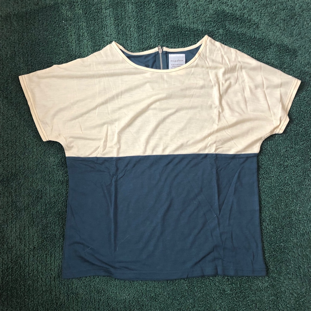 a.g.plus エージープラス　バイカラー　Tシャツ　半袖 レディースのトップス(Tシャツ(半袖/袖なし))の商品写真