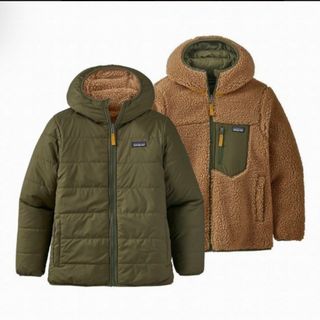 パタゴニア(patagonia)のパタゴニア　キッズリバーシブルレディーフレディーフーディー　カーキ(ダウンジャケット)