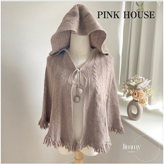 PINK HOUSE - 【PINK HOUSE】ピンクハウス　アンゴラ混　フード付きニットポンチョ