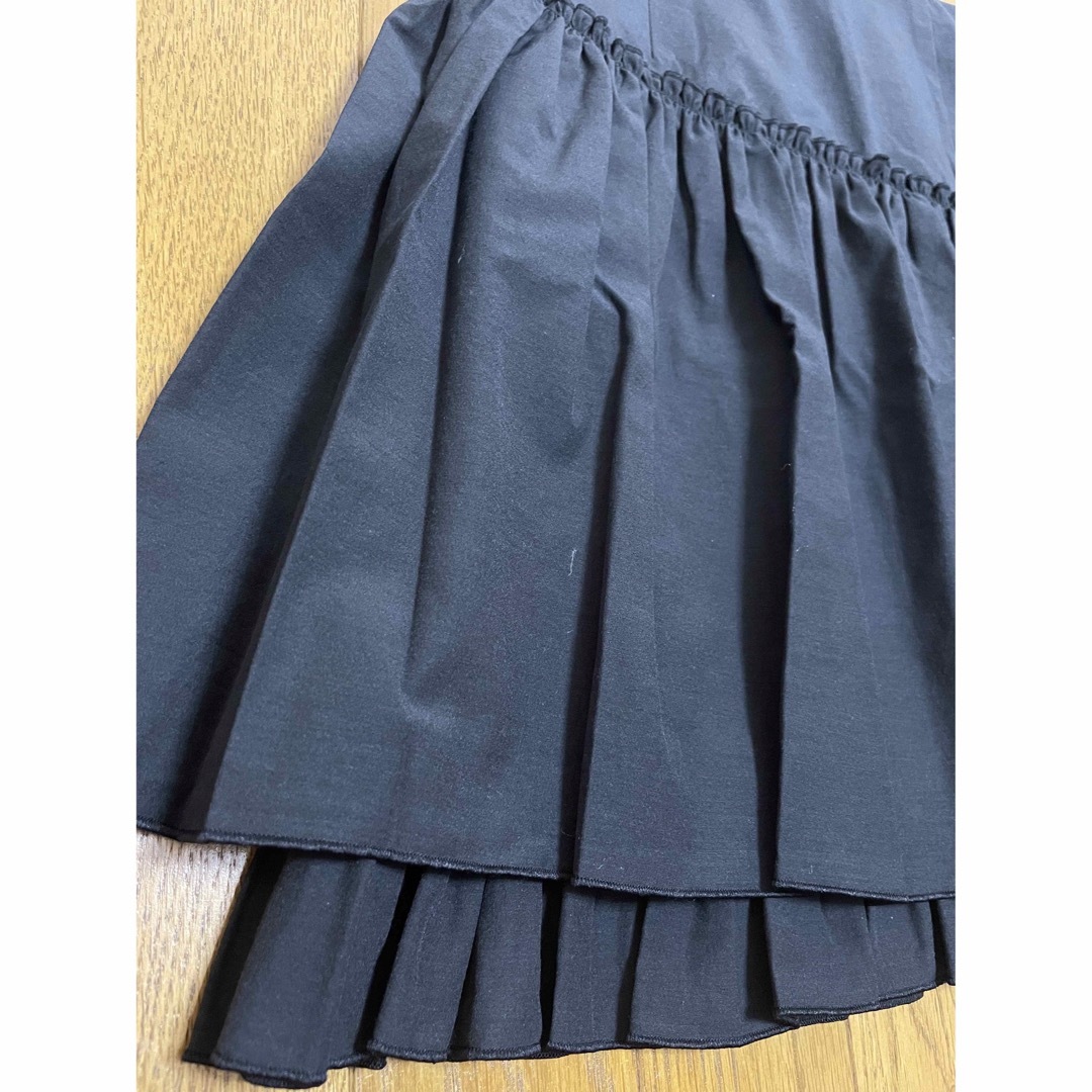 プリーツスカート　ミニスカート　M フリル　リボンベルト付　黒　ブラック　春夏 レディースのスカート(ミニスカート)の商品写真
