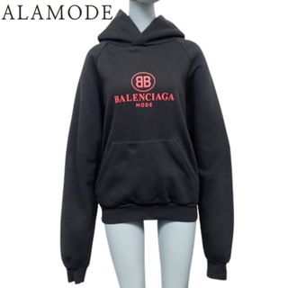 バレンシアガ(Balenciaga)のBALENCIAGA(バレンシアガ) BB Mode プルオーバーパーカー トップス アパレル ファッション 裏起毛フーディー スウェット S コットン ポリエステル ブラック黒 レッド赤 ユニセックス 40802075554【中古】【アラモード】(パーカー)