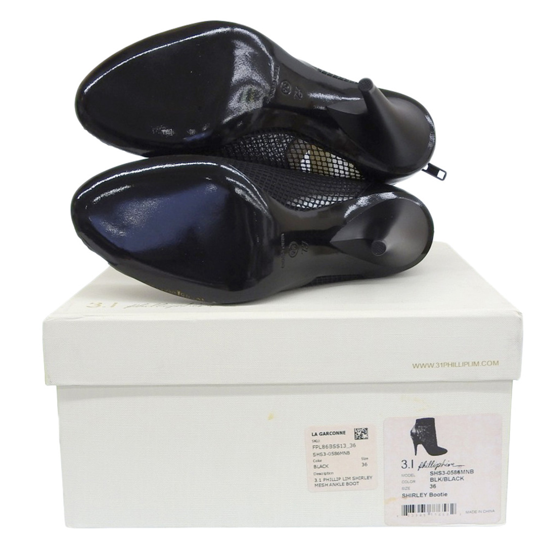 スリーワンフィリップリム 新品同様 3.1 PHILLIPLIM スリーワンフィリップリム メッシュ×レザー ヒール ブーツ レディース ブラック 36 SHS3-0586MNB 36 レディースの靴/シューズ(ブーツ)の商品写真