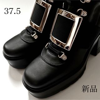 ロジェヴィヴィエ(ROGER VIVIER)の新品/37.5 ロジェ ヴィヴィエ ブーツ コンバットブーツ 黒 ブラック(ブーツ)