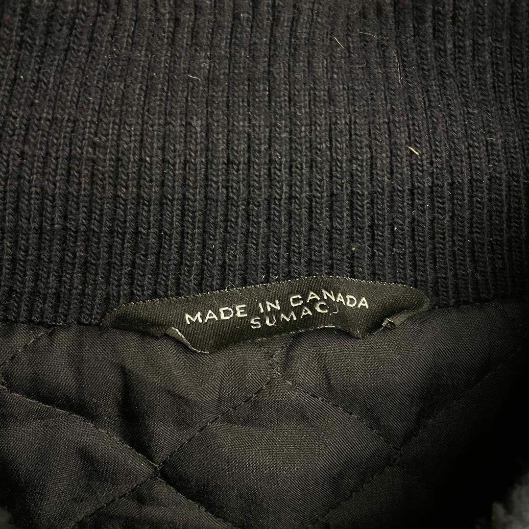 ART VINTAGE - カナダ製スタジャンxl黒ブラックワッペン刺繍本革