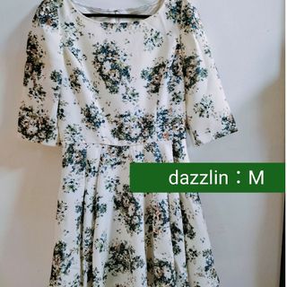 ダズリン(dazzlin)のdazzlin(ダズリン)✾七分袖ワンピース/M/ホワイト/フラワー/花柄(ミニワンピース)