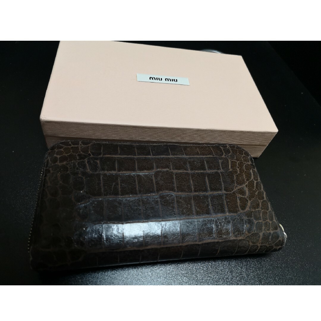miumiu - 【正規品】MIUMIU ミュウミュウ 長財布 ブラウン クロコ柄の
