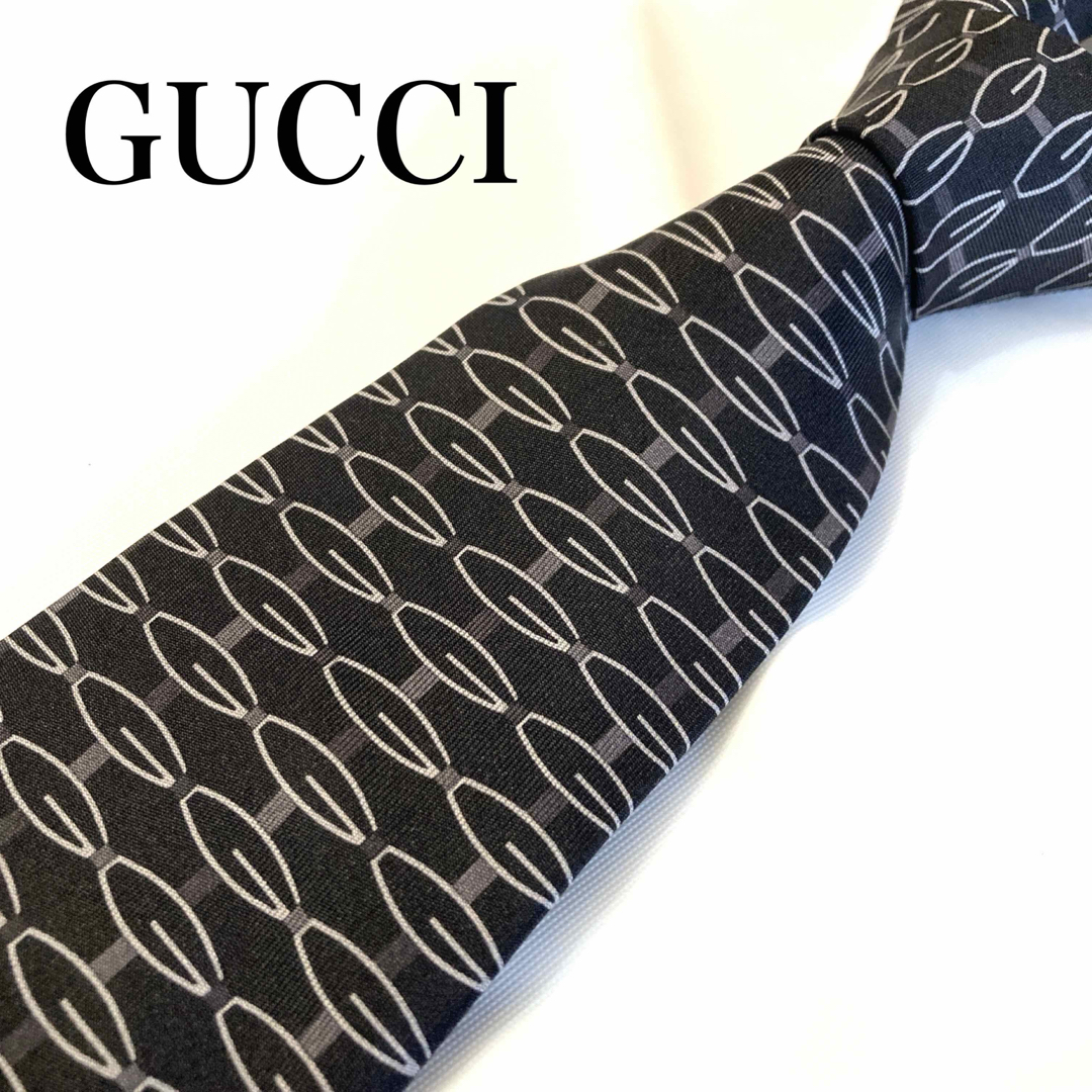 Gucci(グッチ)のGUCCI ネクタイ　ブラック　イタリア製　シルク100% メンズのファッション小物(ネクタイ)の商品写真