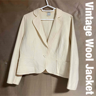 【Vintage ／送料込・即購入可】 白ウールジャケット(テーラードジャケット)
