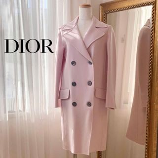 クリスチャンディオール(Christian Dior)の美品 Christian Dior ディオール カシミヤ ロング コート ピンク(ロングコート)