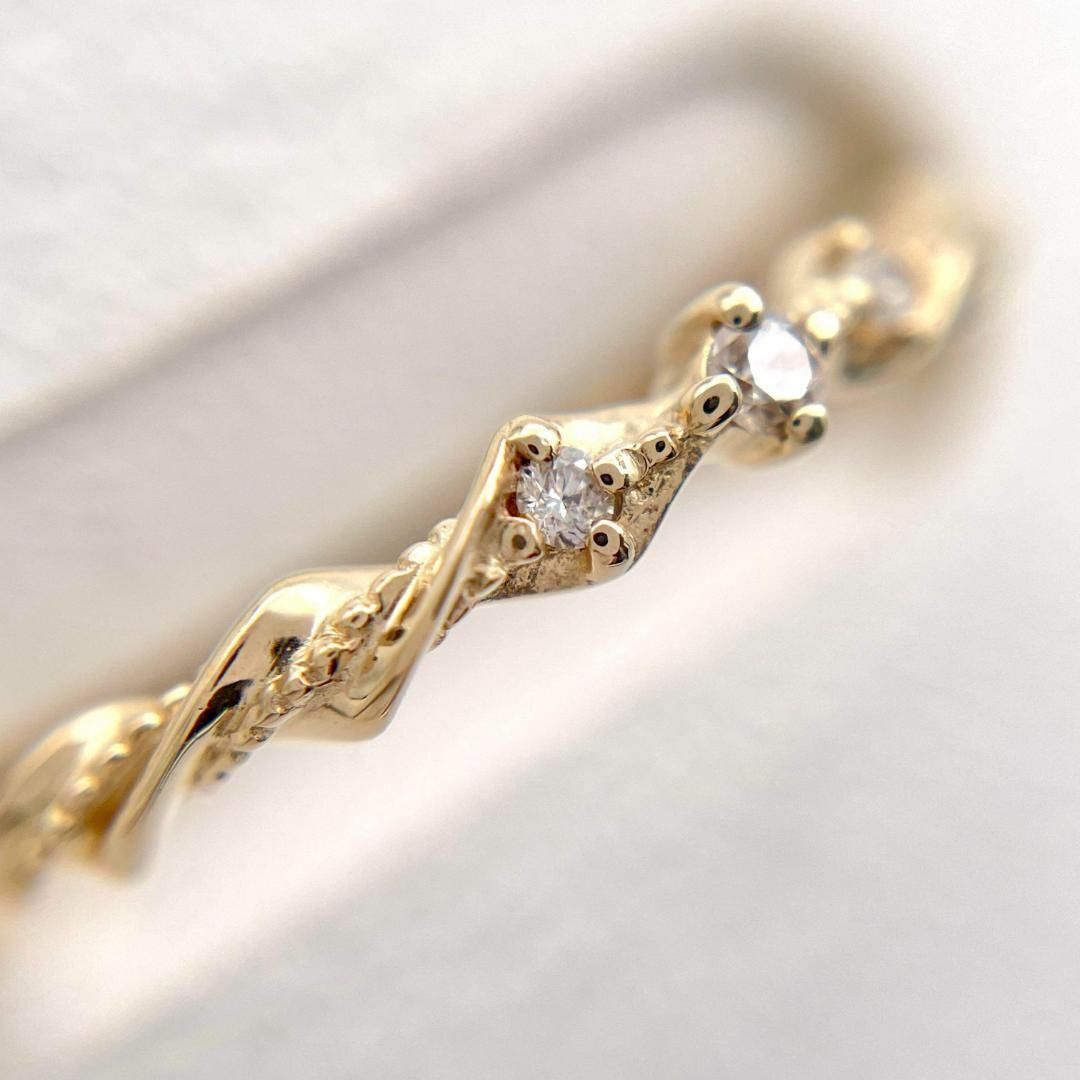 agete(アガット)のアガット K10 ダイヤモンド リング ツイスト ゴールド 9号 ブランド 金 レディースのアクセサリー(リング(指輪))の商品写真