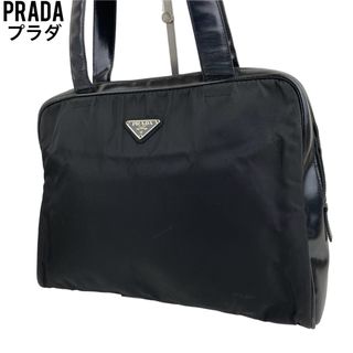 PRADA - PRADA プラダ センターロゴ ナイロン/レザー トートバッグ