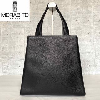 モラビト(MORABITO)の【良品】MORABITO シボ革 ブラック ゴールド金具 A4 トートバッグ(トートバッグ)