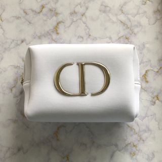 クリスチャンディオール(Christian Dior)のディオール　ポーチ　白×金ロゴ(ポーチ)