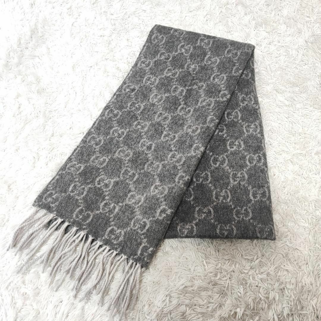 Gucci - 【極美品】グッチ カシミヤ100％ GG柄 フリンジストール