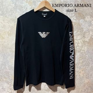 エンポリオアルマーニ(Emporio Armani)のEMPORIO ARMANI エンポリオアルマーニ スパンコール 袖ロゴ ロンT(Tシャツ/カットソー(七分/長袖))