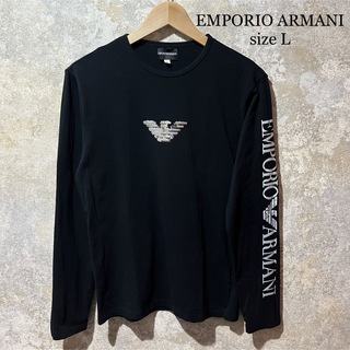エンポリオアルマーニ(Emporio Armani)のEMPORIO ARMANI エンポリオアルマーニ スパンコール 袖ロゴ ロンT(Tシャツ/カットソー(七分/長袖))