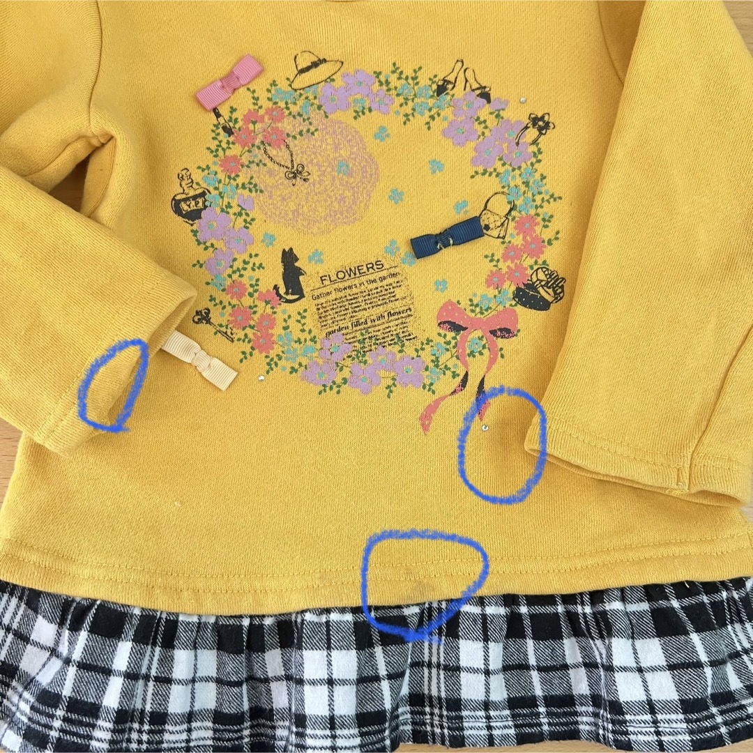 Youpi!(ユッピー)のYoupi 女の子トレーナー　フリース　100 イエロー キッズ/ベビー/マタニティのキッズ服女の子用(90cm~)(Tシャツ/カットソー)の商品写真