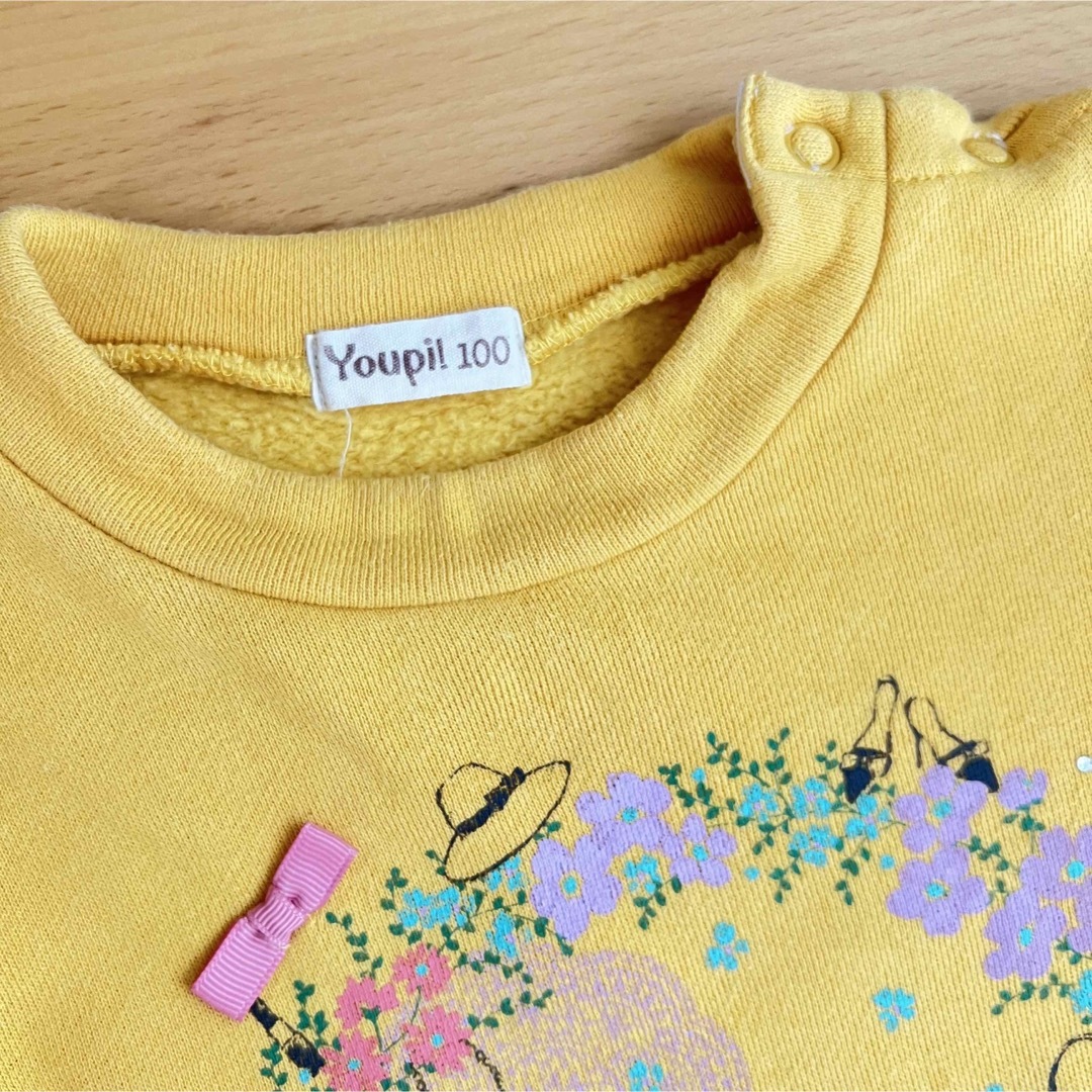 Youpi!(ユッピー)のYoupi 女の子トレーナー　フリース　100 イエロー キッズ/ベビー/マタニティのキッズ服女の子用(90cm~)(Tシャツ/カットソー)の商品写真