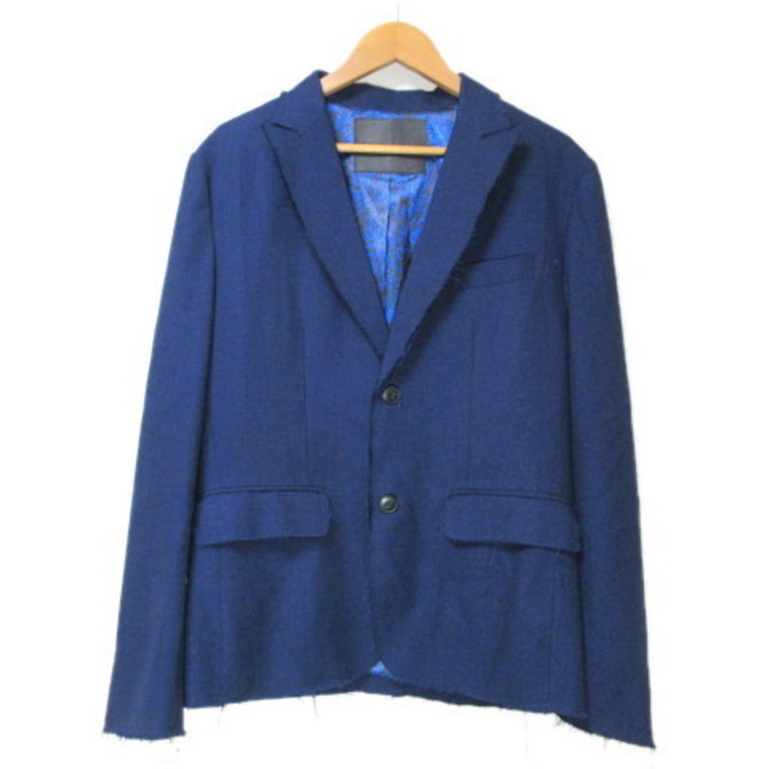 DOWBL(ダブル)のダブル DOWBL テーラード ジャケット シングル 総裏地 46 青■GY09 メンズのジャケット/アウター(テーラードジャケット)の商品写真