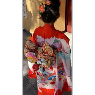 七五三　お正月　3歳　女の子　ビンテージ着物(和服/着物)