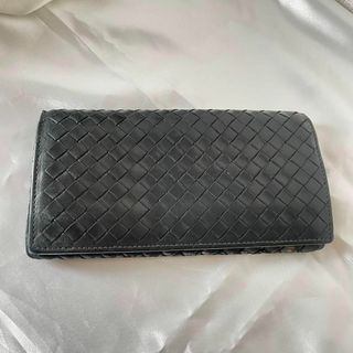 ボッテガヴェネタ(Bottega Veneta)のボッテガヴェネタ 二つ折り長財布 ブラック ユニセックス イントレチャート(財布)