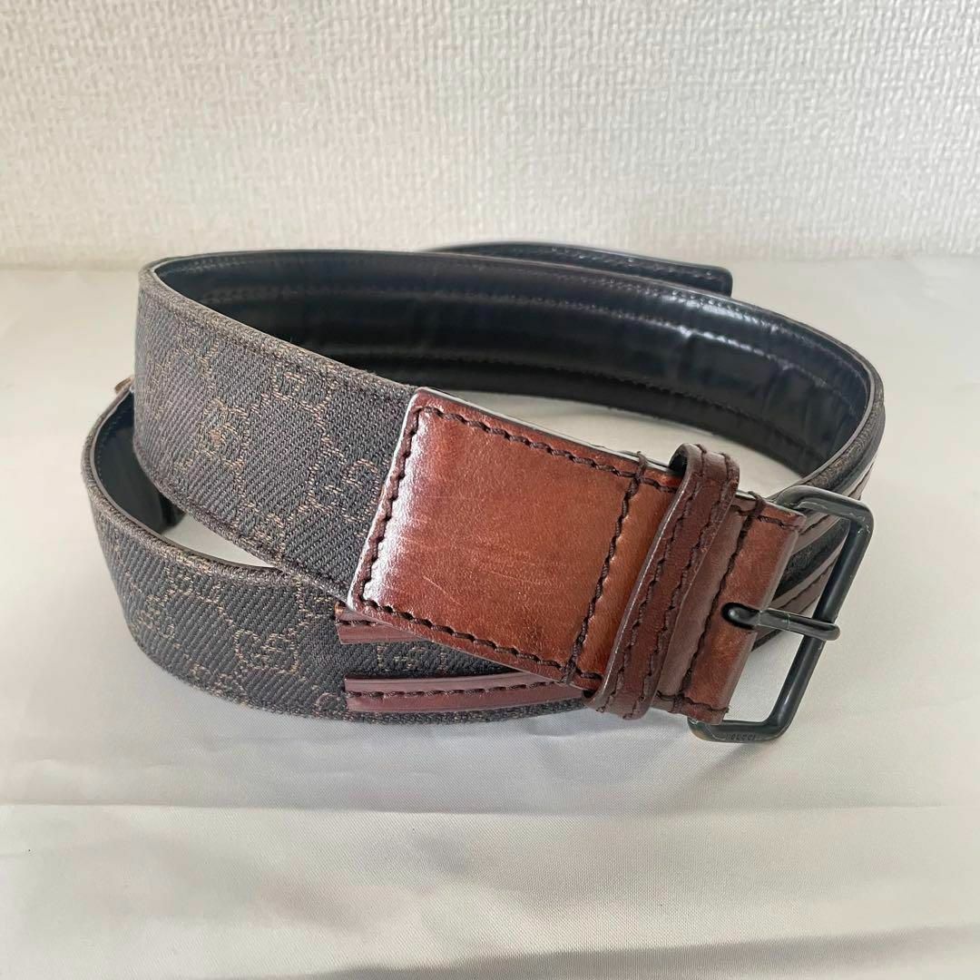 Gucci - GUCCI グッチ ベルト 74~79cm ブラウン 茶色 GGキャンバス 美