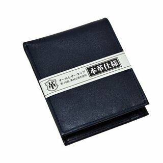 新品 KWS ORIGINAL 本革 フルレザー 財布 薄型 無地 ネイビー 紺(折り財布)