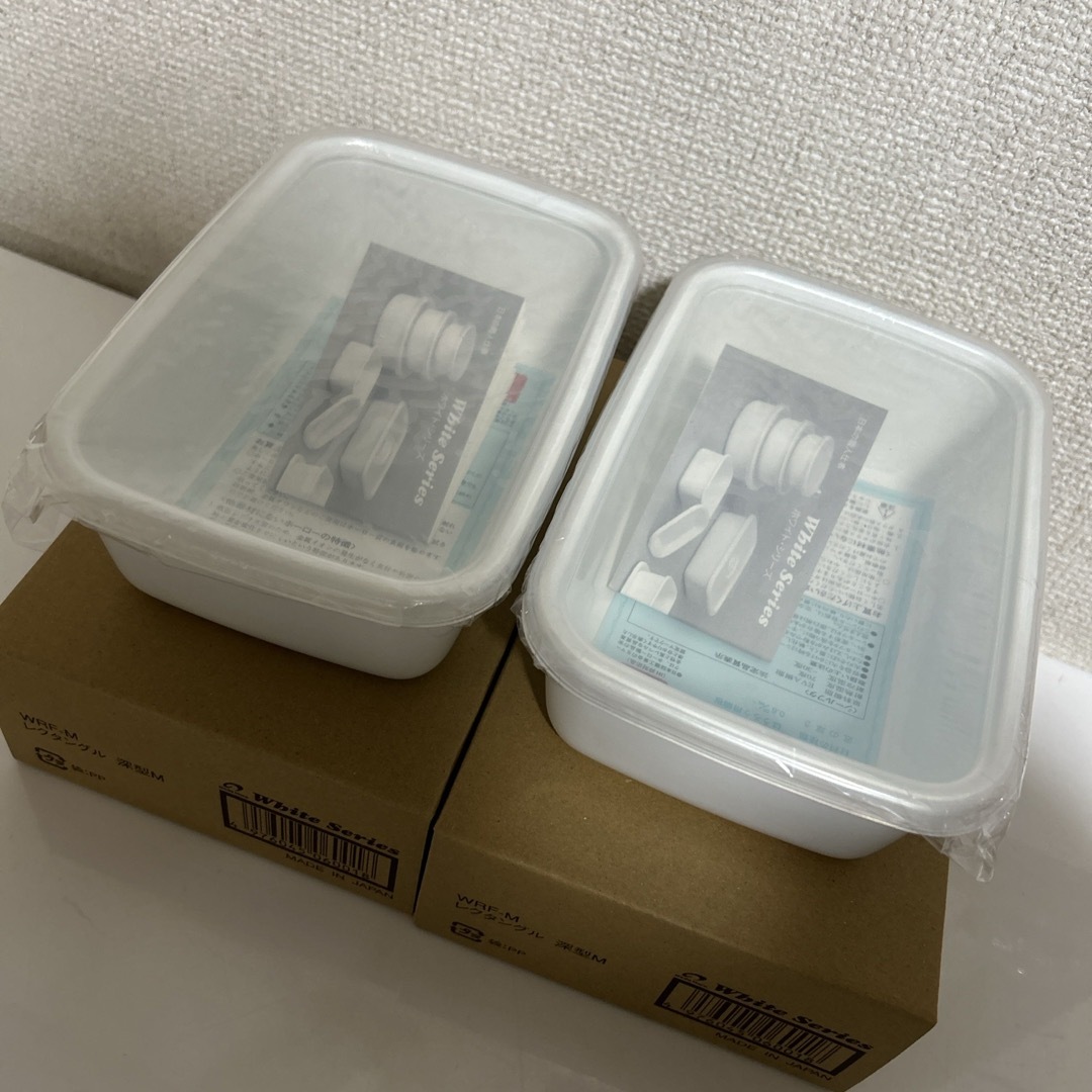 野田琺瑯(ノダホーロー)のレクタングル深型M２点セット インテリア/住まい/日用品のキッチン/食器(容器)の商品写真