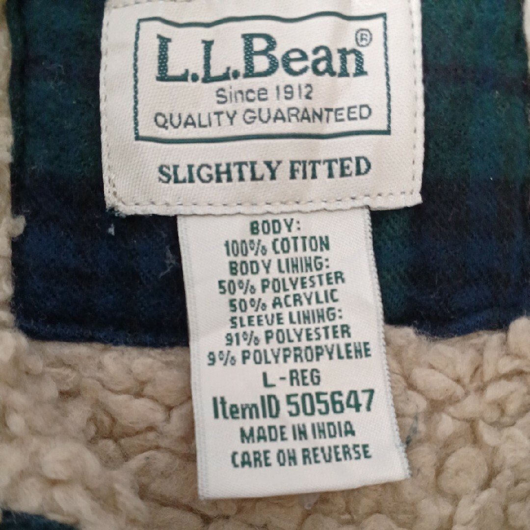 L.L.Bean(エルエルビーン)のzal-80♪US古着エルエルビーン厚手ネルシャツグリーンUS-L(日本XL) メンズのジャケット/アウター(ナイロンジャケット)の商品写真