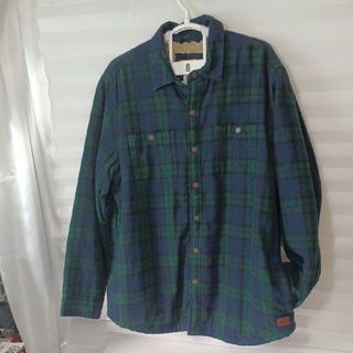 エルエルビーン(L.L.Bean)のzal-80♪US古着エルエルビーン厚手ネルシャツグリーンUS-L(日本XL)(ナイロンジャケット)