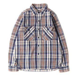 ウエアハウス(WAREHOUSE)のWAREHOUSE ウエアハウス シャツ サイズ:M チェック ヘビーウェイト フランネル 長袖 シャツ ネイビー ブラウン トップス カジュアルシャツ アメカジ レプリカ ブランド シンプル ベーシック【メンズ】(シャツ)