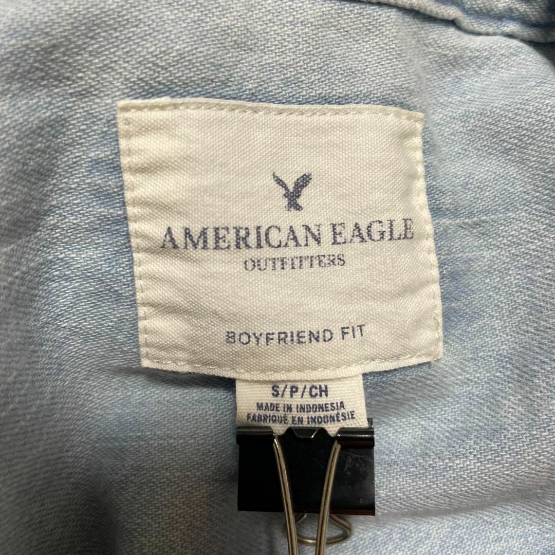 American Eagle(アメリカンイーグル)のks196 AMERICAN EAGLE 薄手デニムシャツ 長袖 ライトブルー レディースのトップス(カットソー(長袖/七分))の商品写真