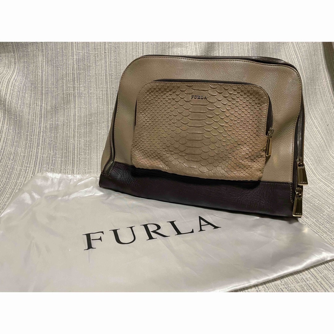 FURLA/ショルダーバッグ/レザー/ベージュハンドバッグ