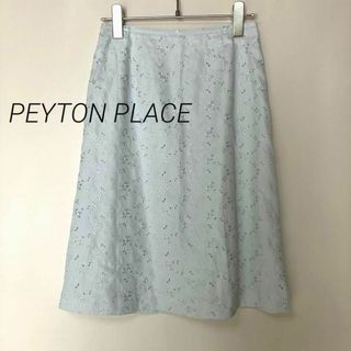 ペイトンプレイス(Peyton Place)のks201 PEYTON PLACE 膝上スカート フラワー刺繍 ライトブルー(ひざ丈スカート)