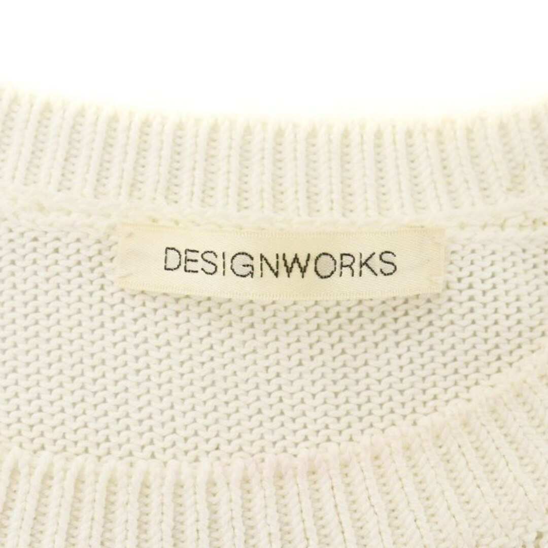 DESIGNWORKS(デザインワークス)のデザインワークス シフォンニット ケーブル編み フリル チュール 38 M 白 レディースのトップス(ニット/セーター)の商品写真