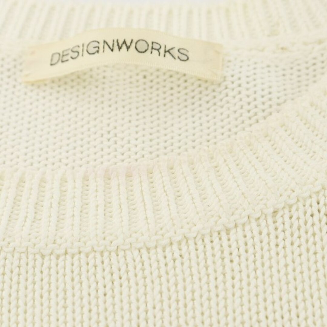 DESIGNWORKS(デザインワークス)のデザインワークス シフォンニット ケーブル編み フリル チュール 38 M 白 レディースのトップス(ニット/セーター)の商品写真