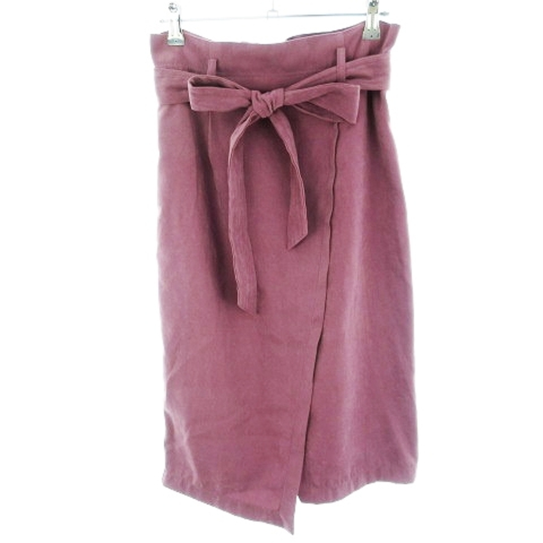DouDou(ドゥドゥ)のドゥドゥ スカート タイト ミモレ丈 ウエストリボン 薄手 無地 38 ピンク レディースのスカート(ロングスカート)の商品写真