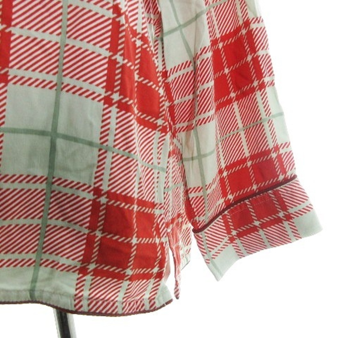BEAMS BOY(ビームスボーイ)のビームスボーイ シャツ ステンカラー 長袖 薄手 チェック 赤 緑 トップス レディースのトップス(シャツ/ブラウス(長袖/七分))の商品写真