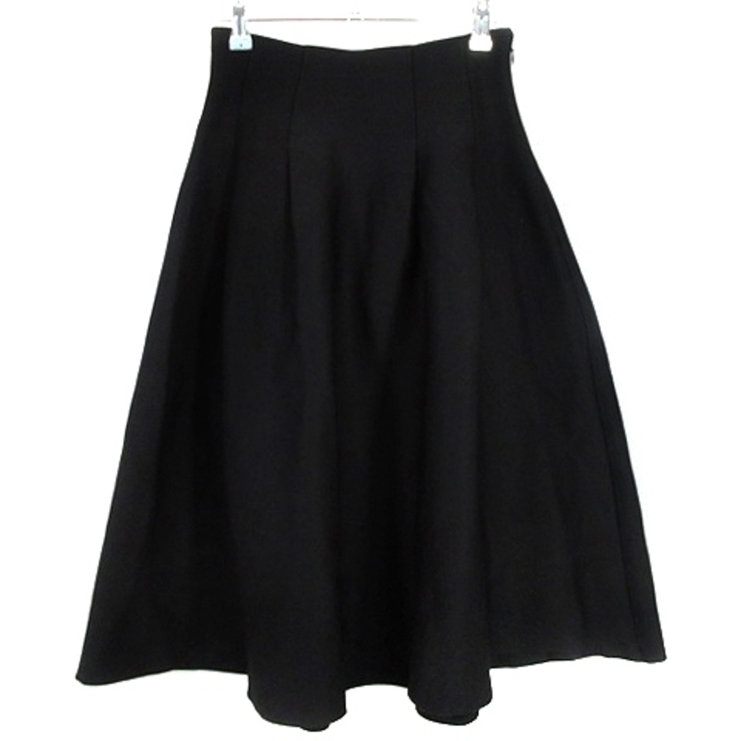 LE CIEL BLEU(ルシェルブルー)のルシェルブルー スカート フレア ミモレ丈 タック 無地 36 黒 ボトムス レディースのスカート(ロングスカート)の商品写真