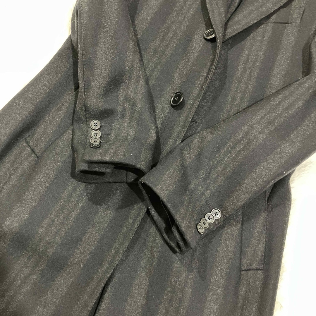 【美品】ラルディーニLARDINI ストライプ　チェスターコート　42