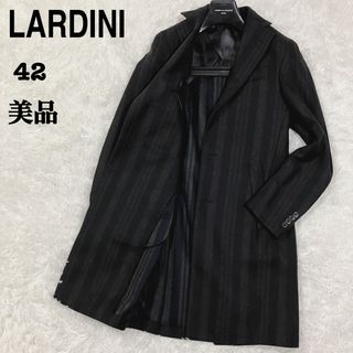 ラルディーニ(LARDINI)の【美品】ラルディーニLARDINI ストライプ　チェスターコート　42(チェスターコート)