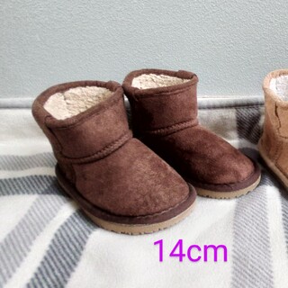 ムートン風ブーツ 14cm ブラウン 冬靴(ブーツ)