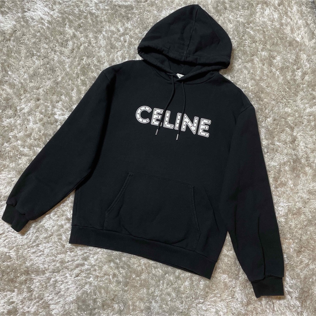 CELINE セリーヌ ロゴ パーカー ブラックＬサイズ