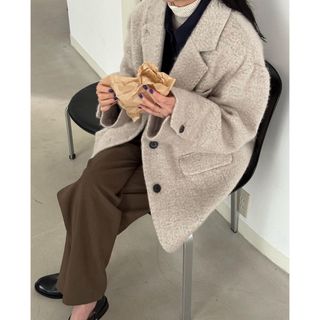 クラネ(CLANE)のクラネ　MIX SHAGGY OVER TAILORED JACKET(ノーカラージャケット)