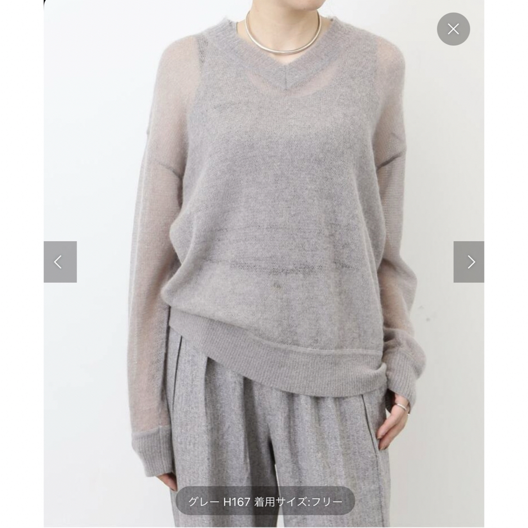 L'Appartement DEUXIEME CLASSE(アパルトモンドゥーズィエムクラス)のアパルトモン　sheer vneck mohair knit レディースのトップス(ニット/セーター)の商品写真