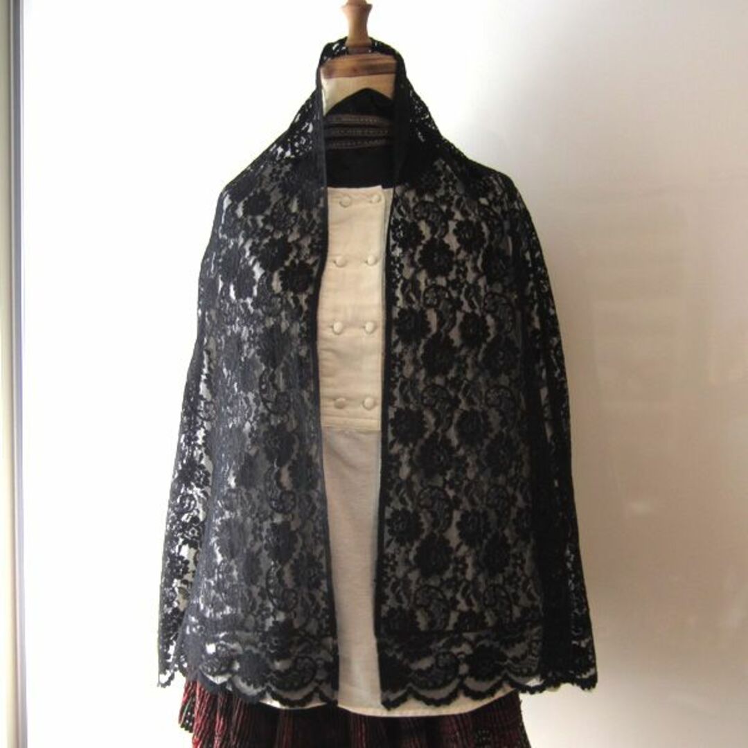 美品 ショールのようにも使える 総レースストール 黒の通販 by 美品 ショールのようにも使える 総レースストール 黒の通販 by