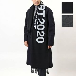 オフホワイト(OFF-WHITE)の【極美品】コムデギャルソン マフラー BLACK ウール ロゴ ストール 激レア(マフラー)