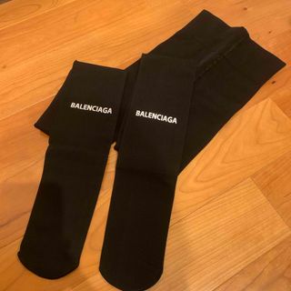 バレンシアガ(Balenciaga)のバレンシアガ　BALENCIAGA タイツ　黒　秋冬　ロゴデザイン　レア(タイツ/ストッキング)